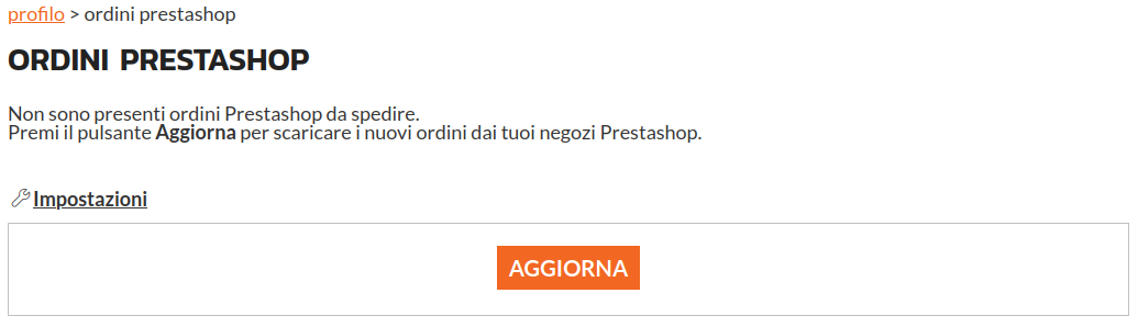 Lista ordini integrazione Prestashop